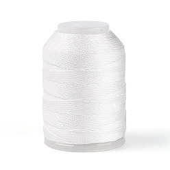 Белый 200м 6-слойный блестящий полиэстеровый шнур для изготовления ювелирных изделий, круглые, белые, 0.6 мм, около 218.72 ярдов (200 м) / шт