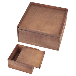 Светло-коричневый Деревянный ящик для хранения документов, квадратный, загар, 200x200x99 мм, внутренний диаметр: 188x188 мм