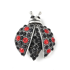 Античное Серебро Броши из сплава со стразами для рюкзака, коровка, античное серебро, 30.5x25 мм