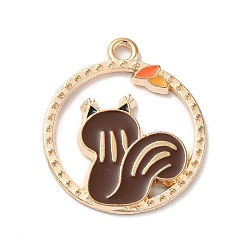 Squirrel Подвески из эмали и сплава, золотой свет, кольцо очарование, белка, 26x23x2 мм, отверстие : 2 мм