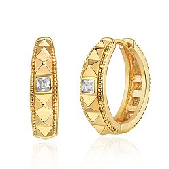 Треугольник Серьги-кольца из латуни с прозрачным кубическим цирконием, золотые, треугольные, 10 мм