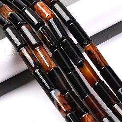 Черный Нити окрашенных и нагретых бусин из натурального агата, колонка, чёрные, 19x8 мм, отверстие : 1 мм, около 20 шт / нитка, 15.16'' (38.5 см)