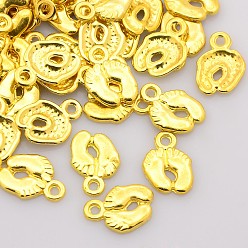 Золотой Подвески из сплава в тибетском стиле, печать ноги, без кадмия и без свинца, золотые, 14x10x2 мм, отверстие : 2 мм