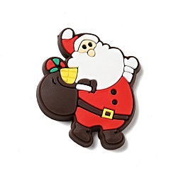 Red Christmas PVC Plastic Cabochons, Santa Claus, Red, 35x30x3mm