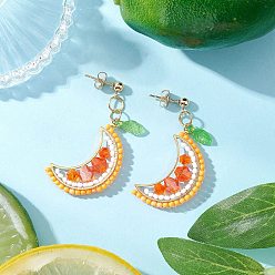 Other Fruits 304 из нержавеющей стали стекло качает серьги, с акриловым листом, золотые, фрукты, 42~43.5x19.5 мм