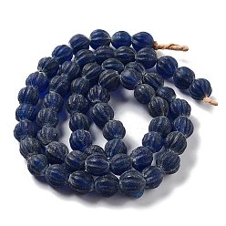 Midnight Blue Handmade Nepalese Lampwork Beads, Pumpkin, Midnight Blue, 10.5x9.5mm, Hole: 1.5mm, about 64pcs/strand, 25.79''(65.5cm)