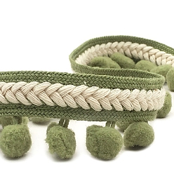 Темный Морско-зеленый Лента с бахромой и кисточкой из полиэстера в этническом стиле, для одежды, украшение занавеса, темно-зеленый, 1-3/8 дюйм (35 мм)