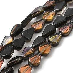 Schwarz Glasperlen Stränge, Träne, Schwarz, 11x7.5x4 mm, Bohrung: 0.8 mm, ca. 75~80 Stk. / Strang, 32.28~33.86 Zoll (82~86 cm)