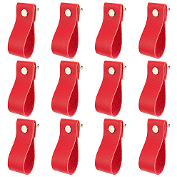 FireBrick Rectangle Leather Drawer Handles, with Iron Screw, FireBrick, 175x26.5x1.5mm