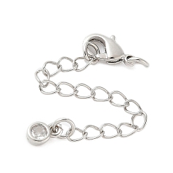 Плоский Круглый Удлинитель цепи из прозрачного кубического циркония из латуни с микропаве, с застежкой-карабином и подвесками, стойки покрытие, без кадмия и без свинца, долговечный, реальный 18 k позолоченный, плоско-круглые, 68 мм