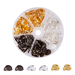 Mixed Color DIY Earring Making, Brass Clip-on Earring Settings and Clear Glass Cabochons, Mixed Color, 103mm
