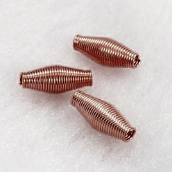 Red Copper Steel Spring Beads, Coil Beads, Rice, Red Copper, about 4mm wide, 9mm long, hole: 1mm