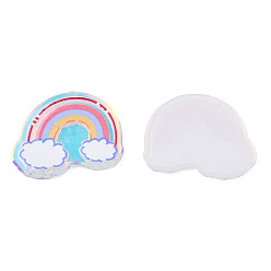 Colorful Transparent Printed Acrylic Cabochons, Rainbow, Colorful, 19.5x24.5x2.5mm