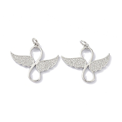 Платина Латуни циркония кубической подвески, с целью перехода в кольце, долговечный, без свинца и без кадмия, ангел, Реальная платина, 21x25x1.8 мм