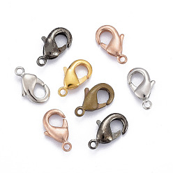 Mixed Color Brass Lobster Claw Clasps, Parrot Trigger Clasps, Cadmium Free & Nickel Free & Lead Free, Mixed Color, 10x5x3mm, Hole: 1mm