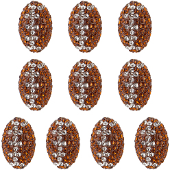 Топаз 10шт. бусины из полимерной глины ручной работы со стразами, овальные, топаз, 15~15.5x10.5 мм, отверстие : 1.5 мм