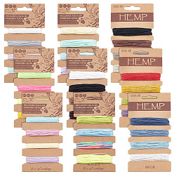 (52) Непрозрачная лаванда 9 наборы нейлоновых ниток для карточек, в том числе китайский шнур для завязывания узлов и атласный шнур с плетеным хвостом, для изготовления ювелирных изделий, разноцветные, 0.8~1.5 мм, 4 цвета/карта, 5 ярды / цвет