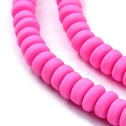 Hot Pink Handmade Polymer Clay Beads Strands, for DIY Jewelry Crafts Supplies, Flat Round, Hot Pink, 6~7x3mm, Hole: 1.5mm, about 113~116pcs/strand, 15.55 inch~16.14 inch(39.5~41cm)