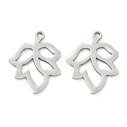 Лист Полые 201 из нержавеющей стали кулоны, лазерная резка, цвет нержавеющей стали, лист, 17.5x14x0.9 мм, отверстие : 1.4 мм