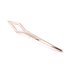 Rose Gold Rhombus-shape Iron Dreadlocks lnterlock Needle Tool, Sisterlock Crochet Tool, Rose Gold, 63x8x2mm, Hole: 4mm