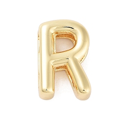 Letter R Стойки обшивки латунные бусины, для изготовления именных ожерелий, без кадмия и без свинца, долговечный, реальный 18 k позолоченный, Буква R, 14.3x9.5x4.5 мм, отверстие : 1.5x10.5 мм