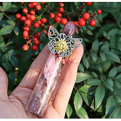 Клубничный Кварц Натуральные лабрадоритовые дисплеи, для украшения дома, бутылка желаний, 120x25 мм