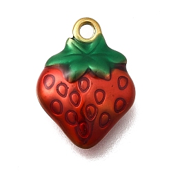 Клубника 304 нержавеющей стальной эмали подвески, ионное покрытие (ip), реальный 18 k позолоченный, клубника, 15x11x4.5 мм, отверстие : 1.5 мм