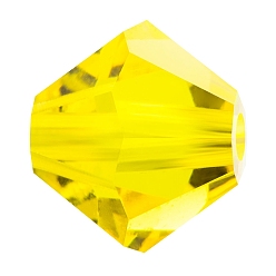 80310 Citrine Хрустальные бусины preciosa®, чешский хрусталь, биконус(451 69 302 рондель), 80310 цитрин, 3 мм, отверстие : 0.8 мм