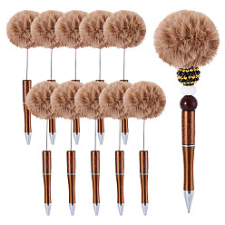 Верблюжий Шариковая ручка из абс-пластика, ручка из нержавеющей стали с бусинами, С мячом pom pom, для индивидуальной ручки своими руками, верблюжие, 170~175x11.5~51 мм