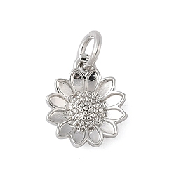 Платина Латунные подвески, прелести подсолнуха, с целью перехода в кольце, долговечный, без свинца и без кадмия, платина, 11.5x10x2.5 мм, отверстие : 3.5 мм