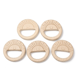 Цвет Древесины Соединительные кольца из натурального бука, деревянные кольца макраме, солнце, деревесиные, 10x63 мм