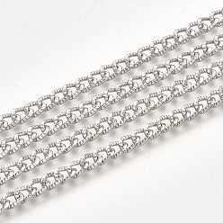 Платина Железные кубинские звенья цепи, массивные цепи для бордюров, с катушкой, несварные, , платина, 6x4x1 мм