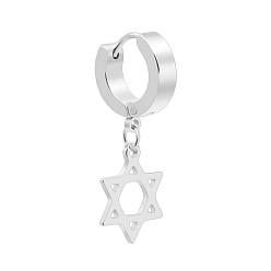 Нержавеющая Сталь Цвет Не тускнеющие 201 серьги-кольца из нержавеющей стали, звезда Давида, цвет нержавеющей стали, 9x4 мм