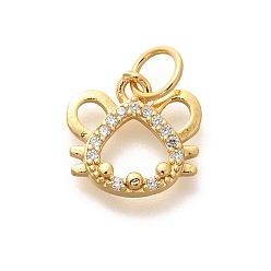 Mouse Стойка металлическая латунная микропрофилированная кубическая циркония подвески, долговечный, без свинца и без кадмия, знаки зодиака амулеты, с целью перехода в кольце, мышь, 10.5x11x2 мм