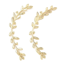 Real 18K Gold Plated Brass Cabochons, Leafy Branch, Real 18K Gold Plated, 54.5x8.5x2.5mm