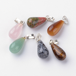Mixed Color Natural & Synthetic Mixed Stone Pendants, Dyed, teardrop, Mixed Color, 17~18x7~8mm, Hole: 2.5x5.5mm