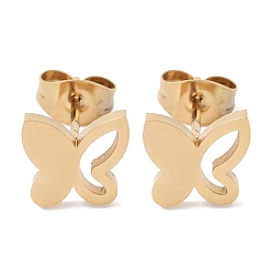 Золотой Вакуумное покрытие pvd 304 серьги-гвоздики из нержавеющей стали для женщин, полый бабочки, золотые, 8x8.5 мм