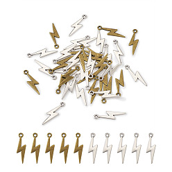 Антично-бронзовый и Антично-серебристый Сплавочные подвески тибетского стиля, для изготовления ювелирных изделий, форма вспышки, античная бронза и старинное серебро, 28x7.5x1.5 мм, отверстие: 1.5 мм, 2 цвета, 50 шт / цвет, 100 шт / комплект