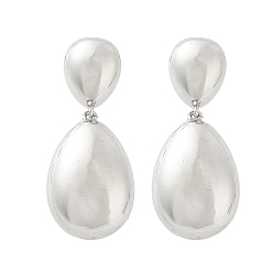 Платина Серьги-гвоздики из латуни с каплевидным покрытием, долговечные серьги с подвесками для женщин, без свинца и без кадмия, платина, 37x16 мм