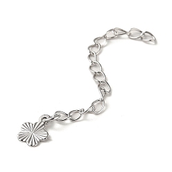 Платинированный Покрытие стойки латунный удлинитель цепи бордюра, концевые цепочки с цветочной каплей, Реальная платина, 61 мм