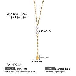 Shell Shape 304 Кулон и кисточка из нержавеющей стали, с бусинами из натурального пресноводного жемчуга с чертополохом, золотые, формы раковины, 15.75 дюйм (40 см), Кулон : 10x5 мм