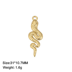 Золотой Шкентели нержавеющей стали, очарование змеи, золотые, 31x10.7 мм