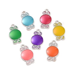 Mixed Color Alloy Enamel Pendants, with Sequins, Platinum, Candy Charm, Mixed Color, 24x13.5x2mm, Hole: 2mm