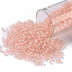 (191) Soft Pink Lined Crystal Тохо 8/0 круглые бусины, японский бисер, (191) нежно-розовый кристалл с подкладкой, 3 мм, отверстие : 1 мм, Около 1110 шт / 50 г