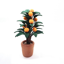 Седло Коричневый Модель апельсинового дерева в горшке из глины, аксессуары для домашнего кукольного домика с микро-ландшафтом, притворяясь опорными украшениями, седло коричневый, 80 мм