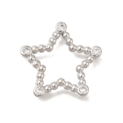 Звезда Стойка покрытие латунь прозрачный кубический цирконий соединительные кольца, платина, без свинца и без кадмия, долговечный, звезда, 17.5x18x2 мм