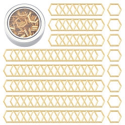 Golden 100Pcs Alloy Linking Rings, Hexagon, with Round Aluminium Tin Cans, Golden, 12x14x1mm