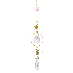 Солнце Стекло подвесные украшения, подвесные ловцы солнца, с латунной фурнитурой , для украшения дома, рисунок солнца, 430 мм