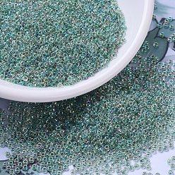 (RR277) Lime Lined Crystal AB MIYUKI Round Rocailles Beads, Japanese Seed Beads, (RR277) Lime Lined Crystal AB, 11/0, 2x1.3mm, Hole: 0.8mm, about 1100pcs/bottle, 10g/bottle