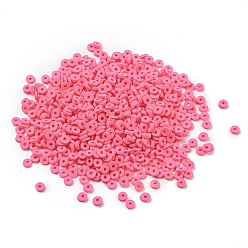 Fuchsia Handmade Polymer Clay Beads, for DIY Jewelry Crafts Supplies, Disc/Flat Round, Heishi Beads, Fuchsia, 4x1mm, Hole: 1.4mm